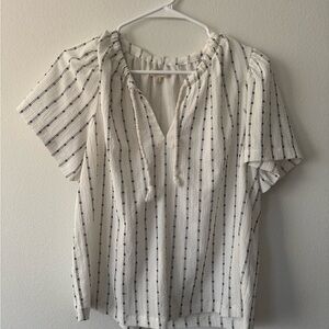 Madewell White and Black Striped Blouse